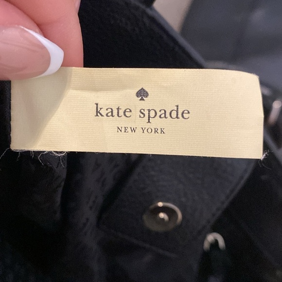 KATE SPADE— Flynn Street Small Meriwether Leather Satchel,  Black/White - Picture 6 of 7